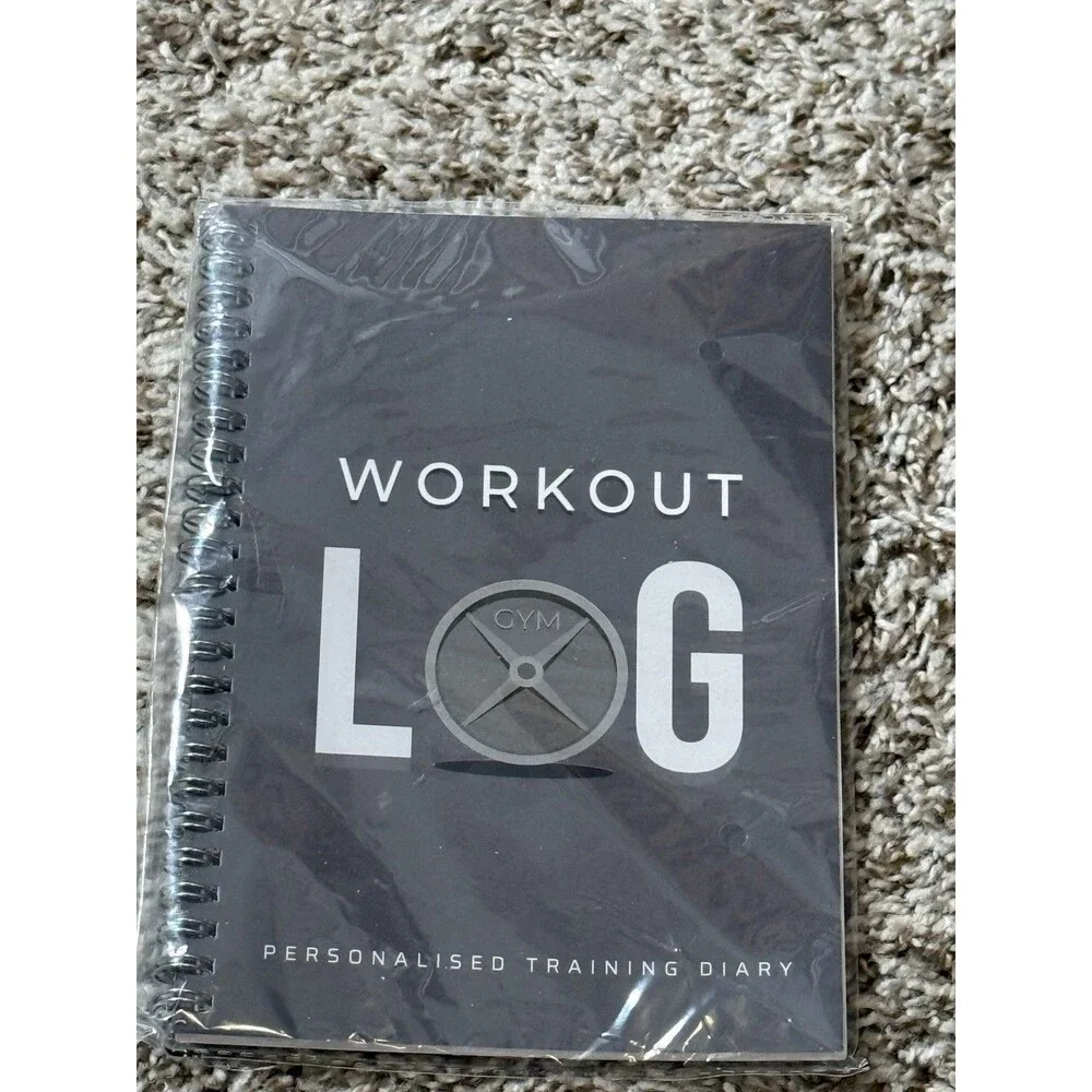 Workout Log Gym Personalised Training Diary Charcoal Gray Spiral Notebook New